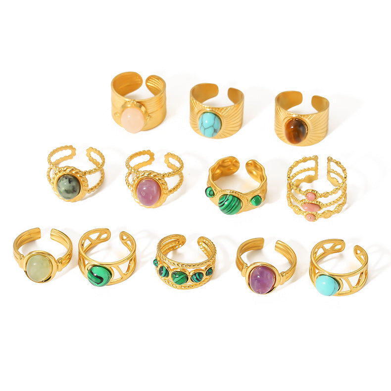 14 Anillos Ajustables con Cuarzo