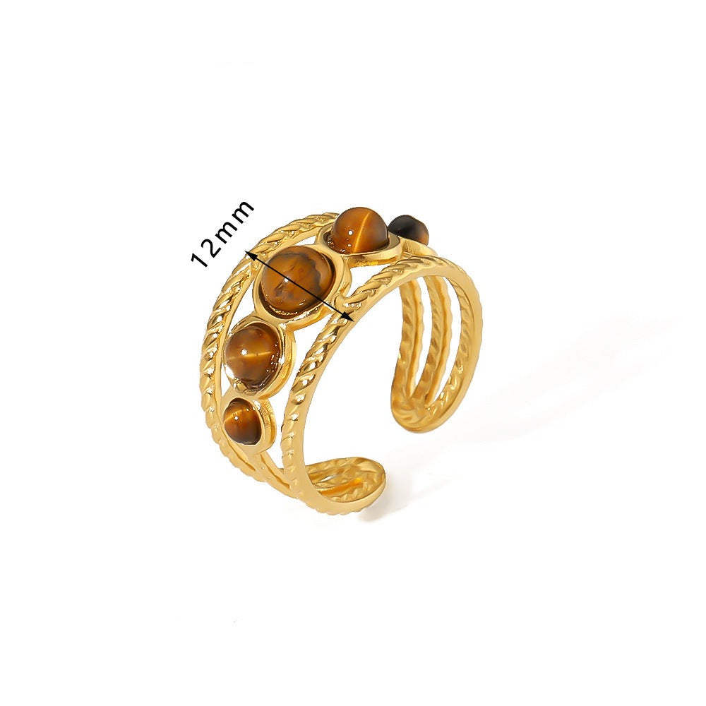 14 Anillos Ajustables con Cuarzo