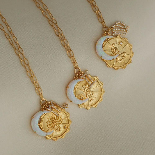Collar de Signo Zodiacal con Ópalo incrustrado