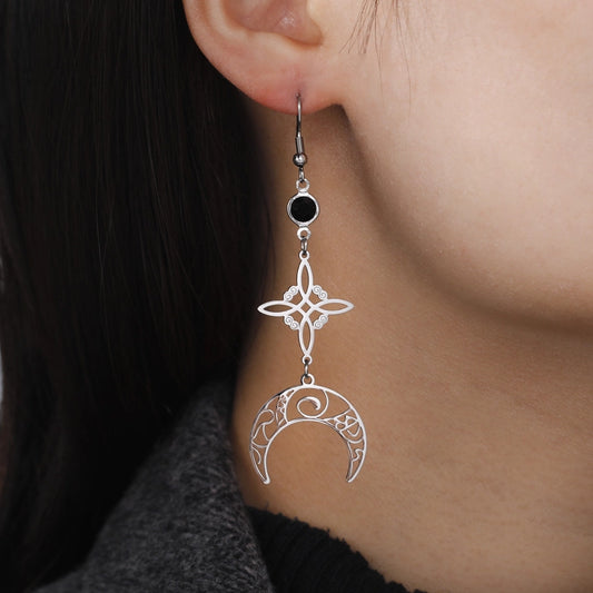 Aretes Luna y Nudo de Bruja